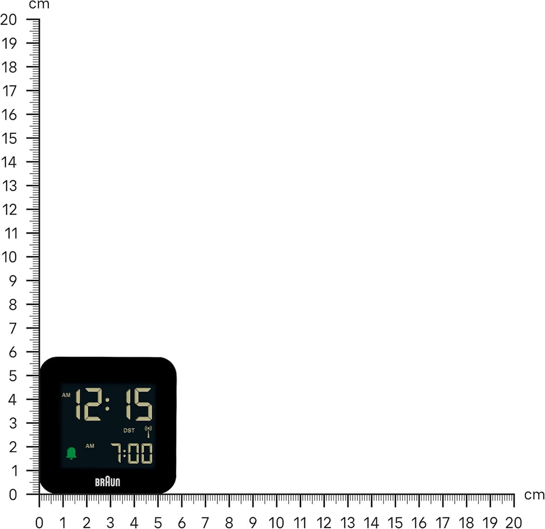 Braun Digitaler Reisewecker Mitteleuropäische Zeitzone (MEZ) mit Schlummerfunktion, kompakte Grösse,