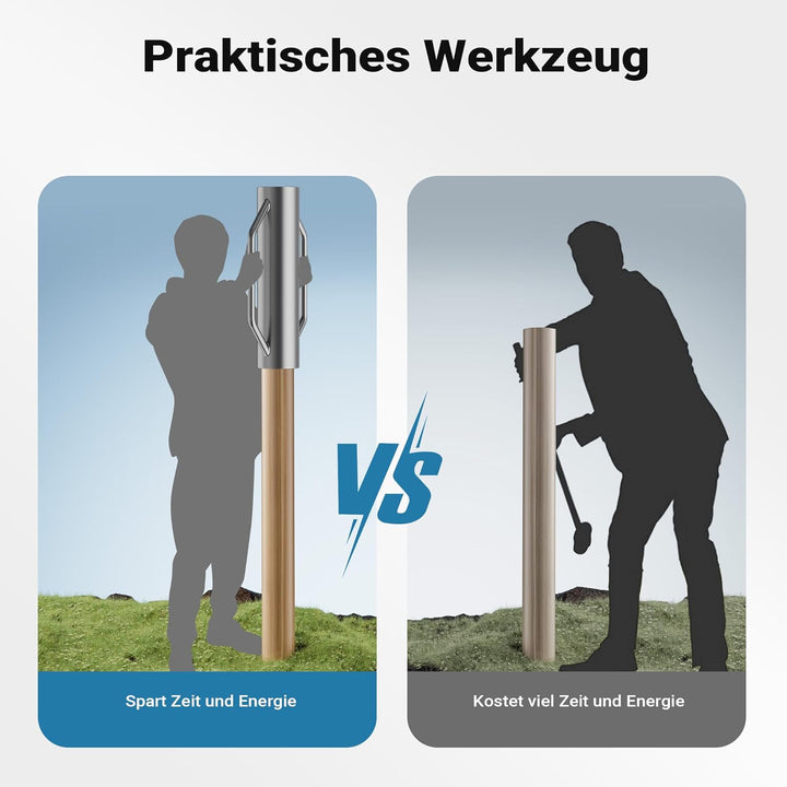 Wiltec Handramme Ø14 cm Zaunpfahlramme mit Handgriffe, Pfahlramme aus Stahl, Pfostenramme für Zaunba