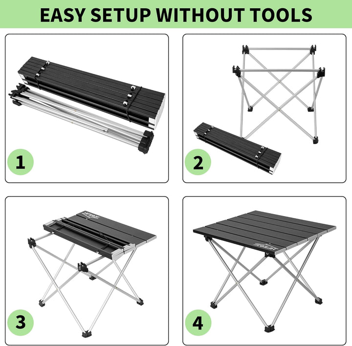 Campingtisch Klappbar, Klapptisch Camping, Tragbarer Picknicktisch Faltbar, Kleiner Aluminium-Klappt
