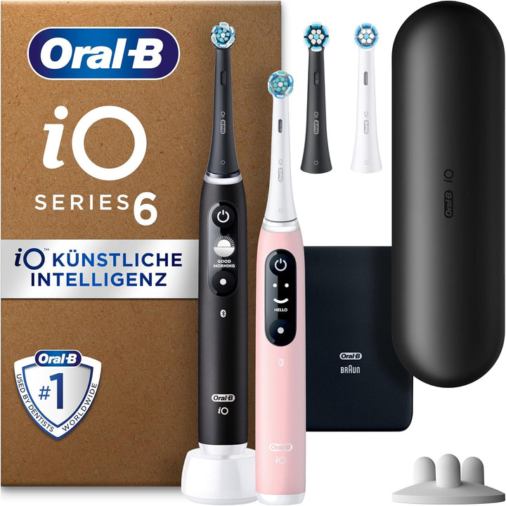 Oral-B iO Series 6 Plus Edition Doppelpack Elektrische Zahnbürste/Electric Toothbrush, PLUS 4 Aufste