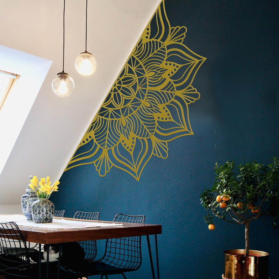 ESTART Grosse Metall-Mandala-Wanddekoration, einzigartige Lotusblumen-Wandkunst für Zuhause Schlafzi