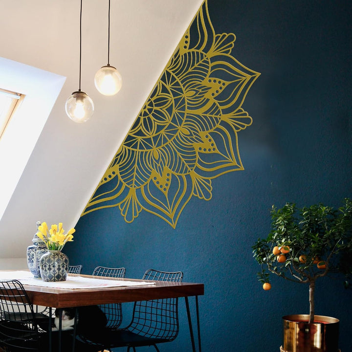 ESTART Grosse Metall-Mandala-Wanddekoration, einzigartige Lotusblumen-Wandkunst für Zuhause Schlafzi