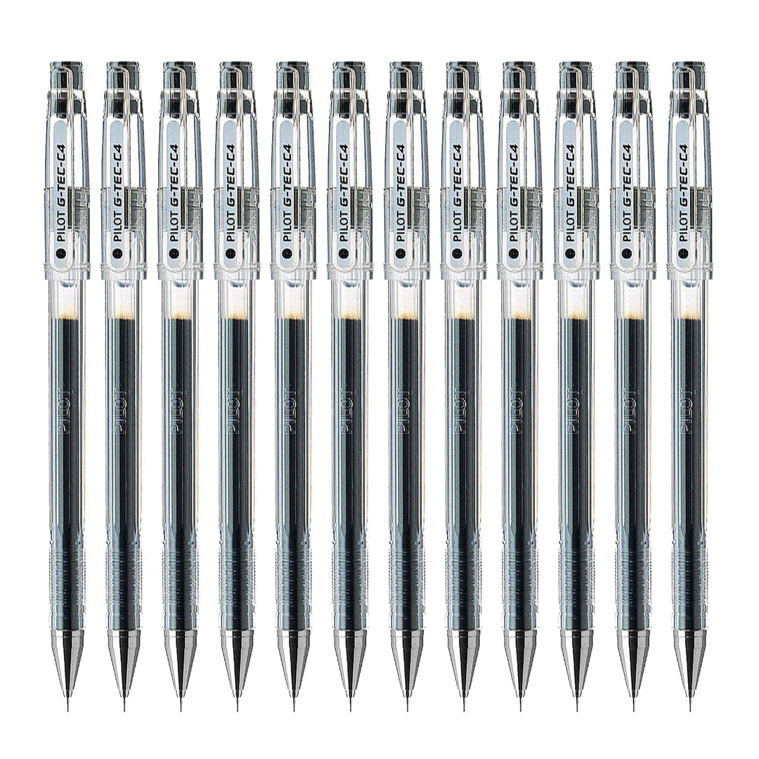 Pilot G Tec C4 Gelschreiber Micro 0,4 mm Schreibspitze 0,2 mm Strichbreite 12 Stück schwarz, schwarz