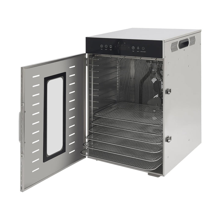 Dörrautomat 16-stufig 1350W, Für Kochen, Gewerbe | Edelstahl, Timer, digital, Obst, Fleisch, Wurst,