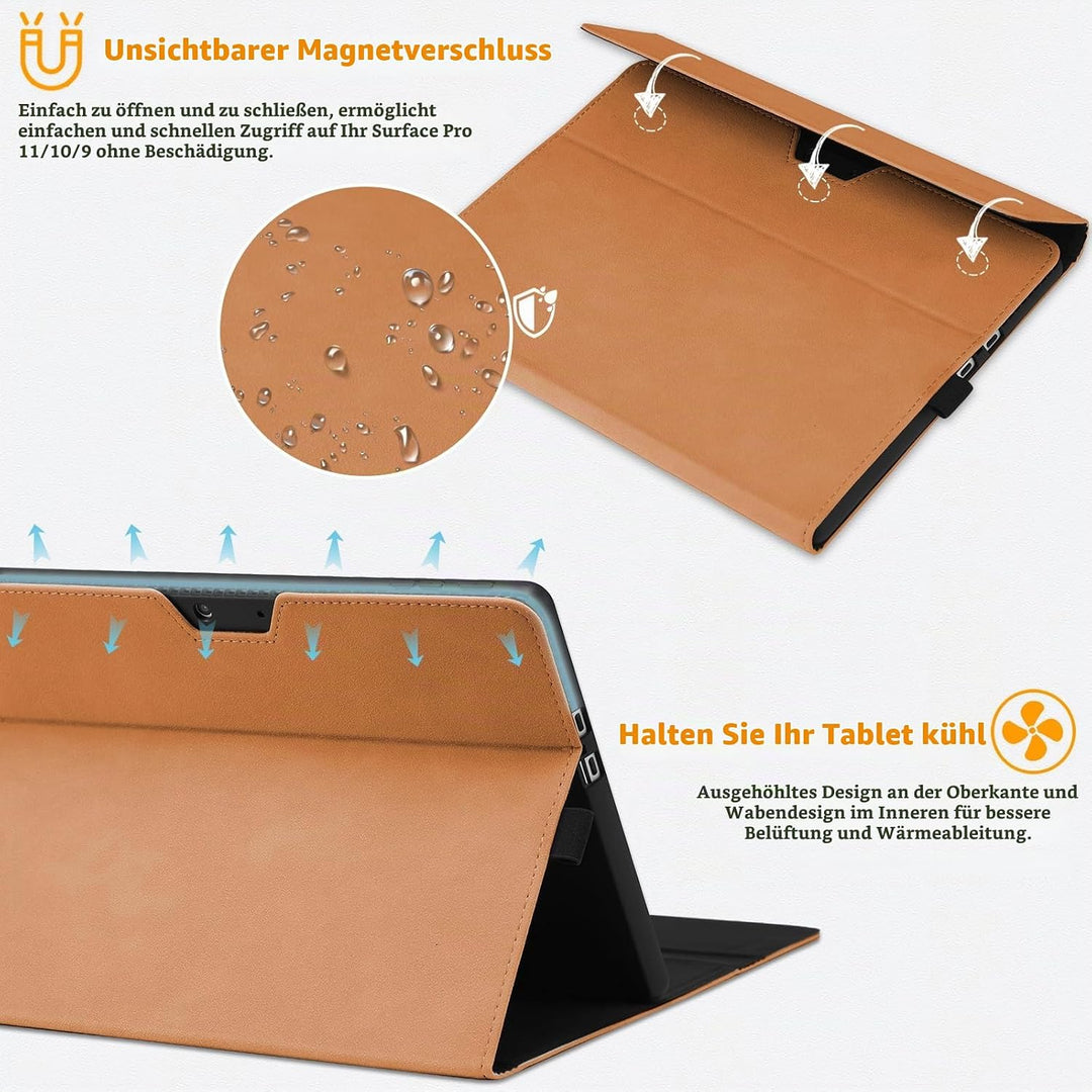 HYZUO Hülle für Surface Pro 11 2024, Surface Pro 10 2024, Surface Pro 9 2022, Mehrwinkelbetrachtung