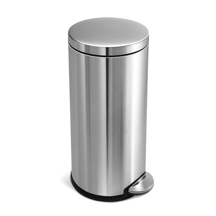 simplehuman CW1810 30 Liter, runder Treteimer, Mülleimer Küche, gebürsteter Stahl, 10 Jahre Garantie