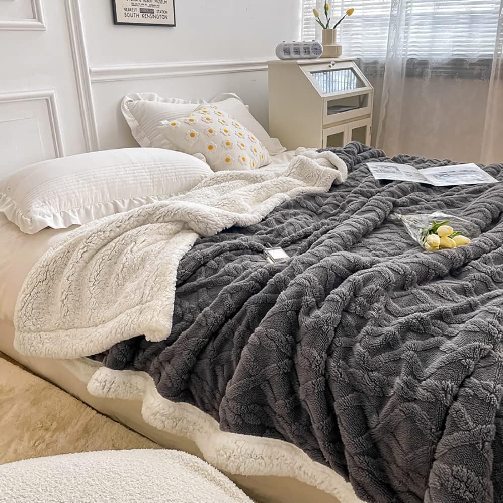 WONGS BEDDING Kuscheldecke 150x200 Flauschig Sherpa Decke,Sofaüberwurf Fleecedecke,Dick Sofadecke Do