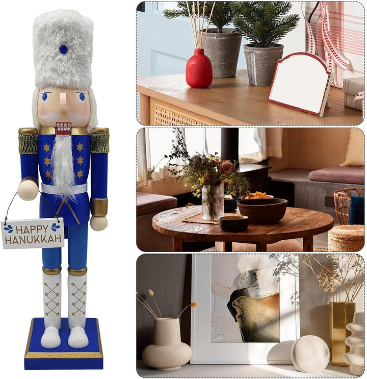 Weihnachts Nussknacker - Holz Nussknacker Für Jüdisches Fest | Weiss Und Blaue Tischdekoration Samml