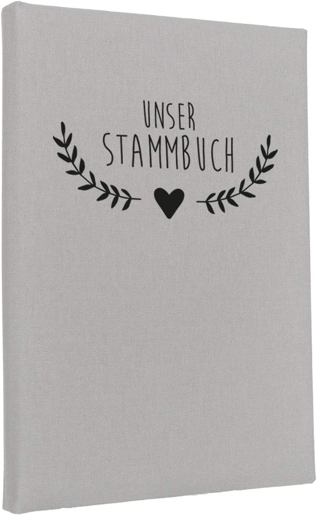 Hochzeitideal – Stammbuch der Familie Boho hellgrau 21,0 cm x 15,0 cm - Buchbinderleinen Stammbuch -