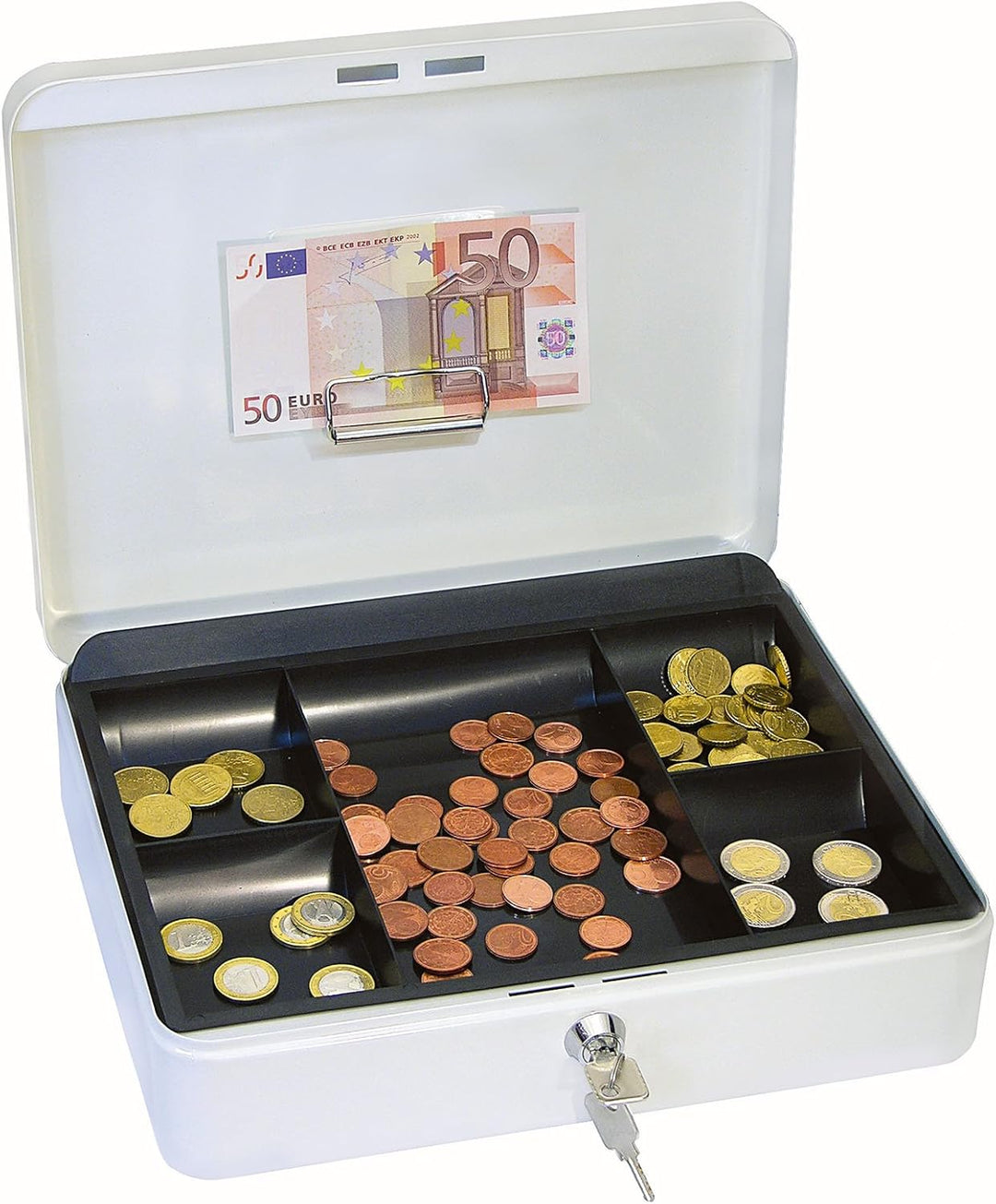 WEDO 145400H Geldkassette mit Geldnoten- und Belegeklammer, 5 -Fächer-Münzeinsatz, 30 x 24 x 9 cm) w