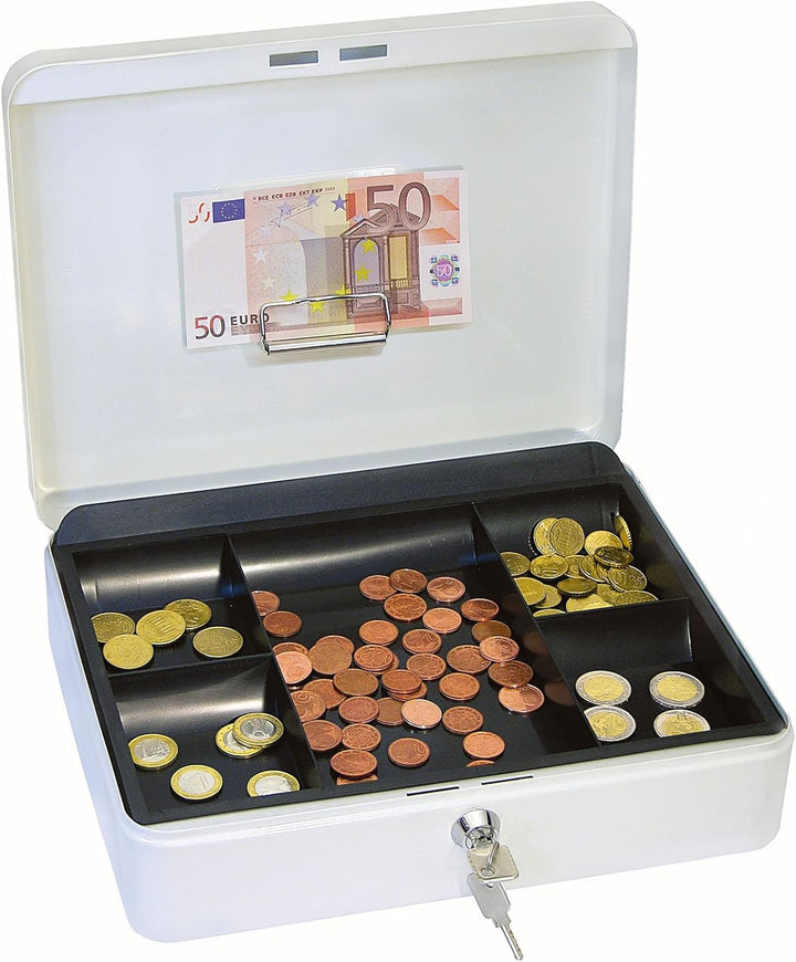 WEDO 145400H Geldkassette mit Geldnoten- und Belegeklammer, 5 -Fächer-Münzeinsatz, 30 x 24 x 9 cm) w