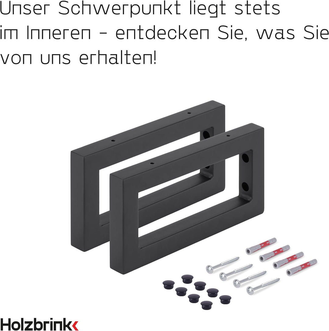 HOLZBRINK 2 Stück Wandkonsole Schwarz für Waschtisch, 300x150 mm, Design und stabil Waschtischhalter
