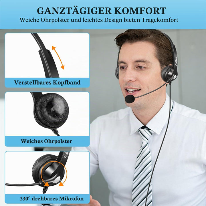 Callez 2,5mm Klinke Headset Telefon mit Mikrofon Noise Cancelling, Schnurlos Festnetz Kopfhörer für