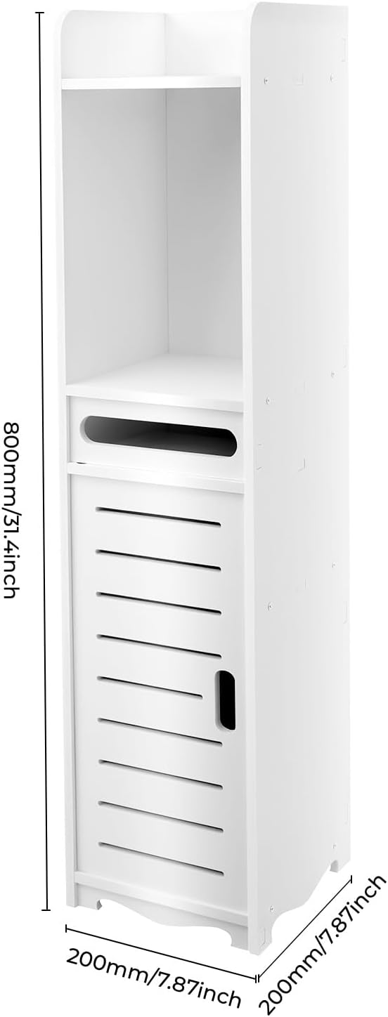 KOLHGNSE Badschrank Schmal, Freistehende Badezimmerschrank Schmaler Schrank Hochschrank Badregal Bad
