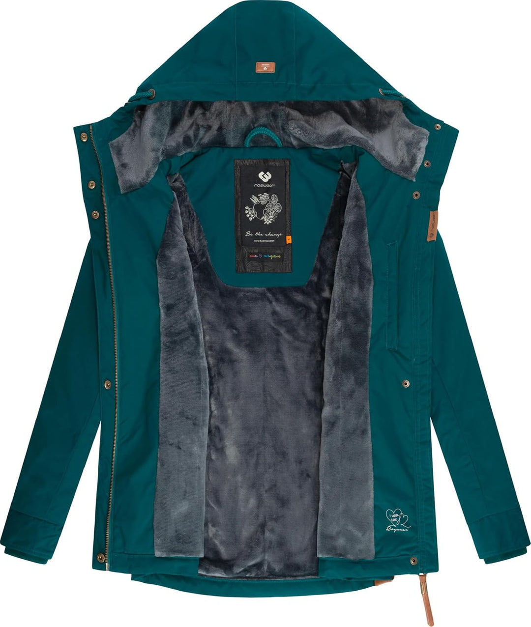 Ragwear Damen warme Winterjacke kurz mit Kapuze Monade XS-6XL XL Dark Green22, XL Dark Green22