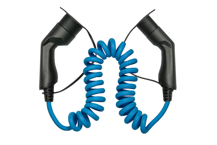 Kabelmeister Typ 2 Ladekabel | 5m Sprialkabel - blau | 11 kW - für Elektro- und Hybridfahrzeuge - 16