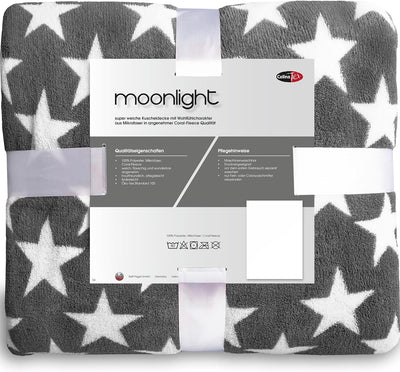 CelinaTex Flauschige Kuscheldecke XXL 200 x 220 cm grau Decke Sofa Couch Wohndecke weich Stars Mikro
