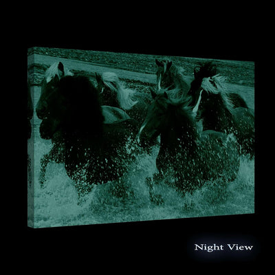Startonight Bilder Pferde Wasser, Leinwandbilder Moderne Kunst, Tiere Wanddeko Kunstdrucke, Wandbild