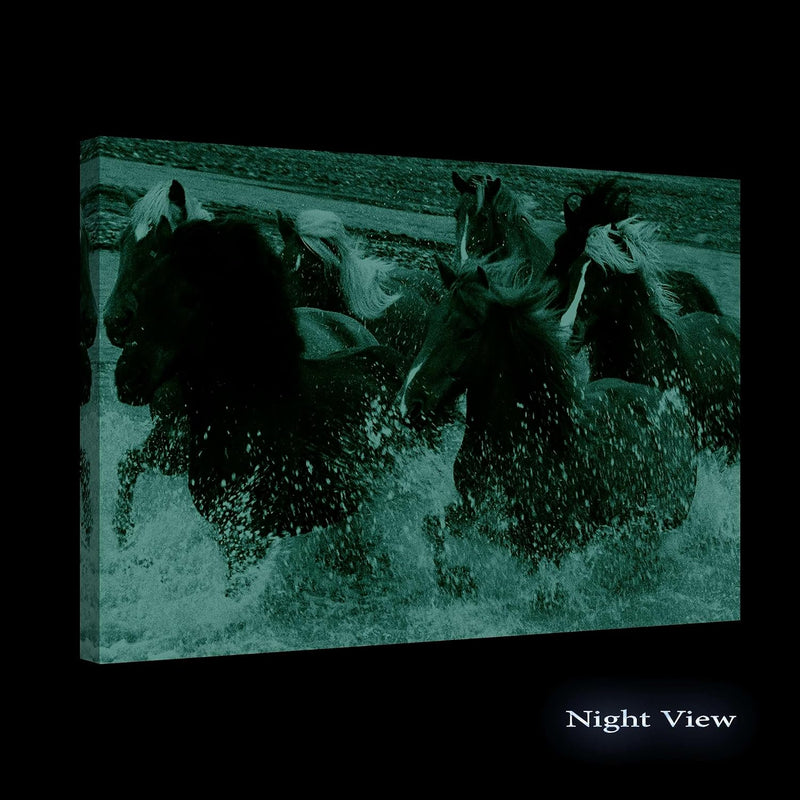 Startonight Bilder Pferde Wasser, Leinwandbilder Moderne Kunst, Tiere Wanddeko Kunstdrucke, Wandbild
