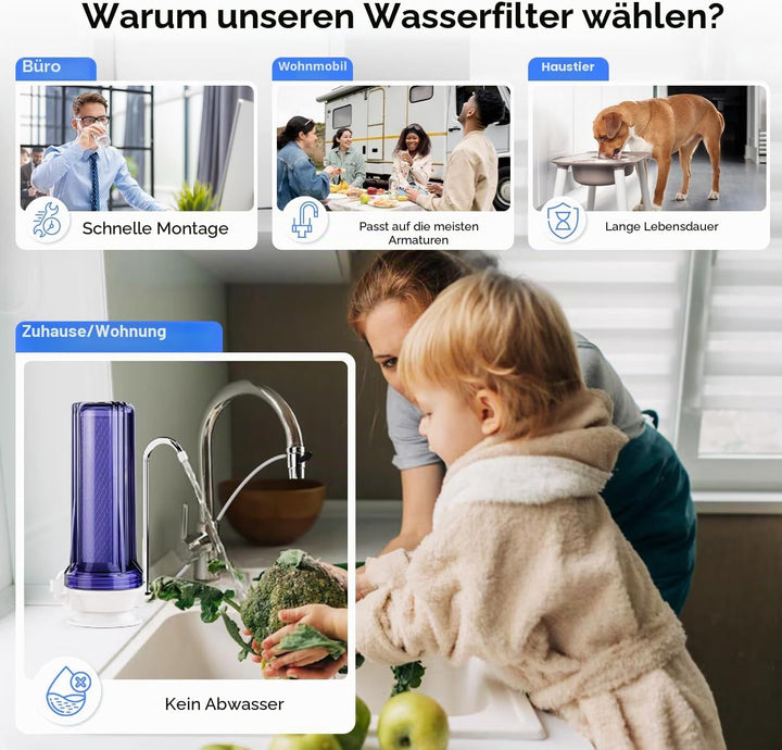 iSpring CKC1C Auftischfilter Wasserfilter Filteranlage für Wasser Auftisch Filter,1 Stufe Auftischfi