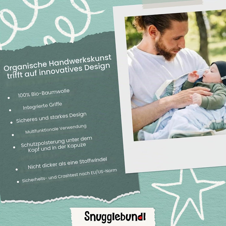 Snugglebundl Baby Bumble Babytragehilfe mit Griffen Einfach heben & legen-auch im Schlaf! 100% Bio-B