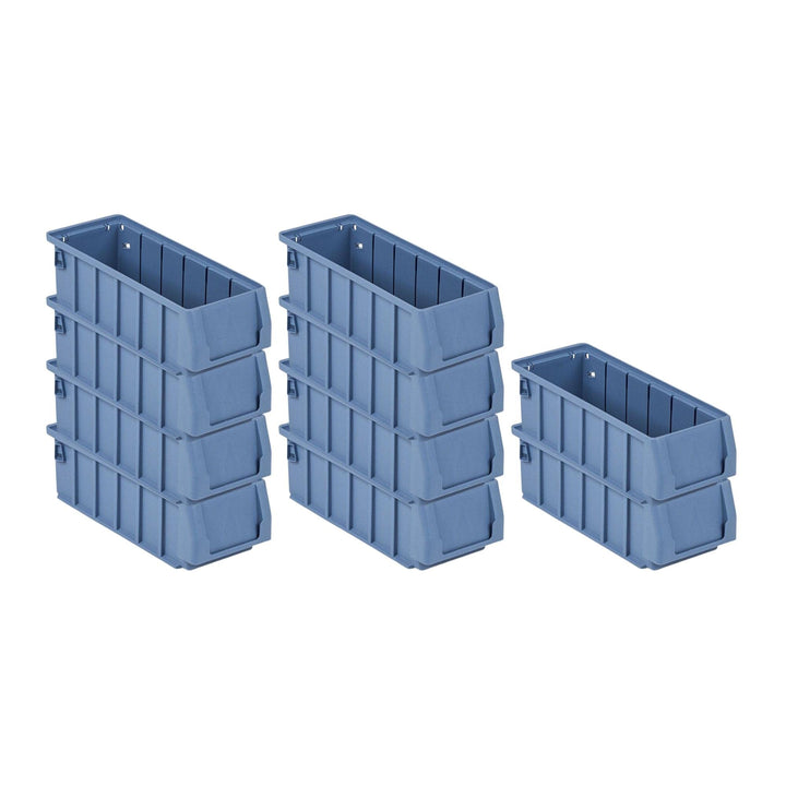 SparSet 10x Regalkasten 300 SN mit Etikett & Schutzhaube | HxBxT 9x11,7x30cm | 2 Liter | Sichtlagerk