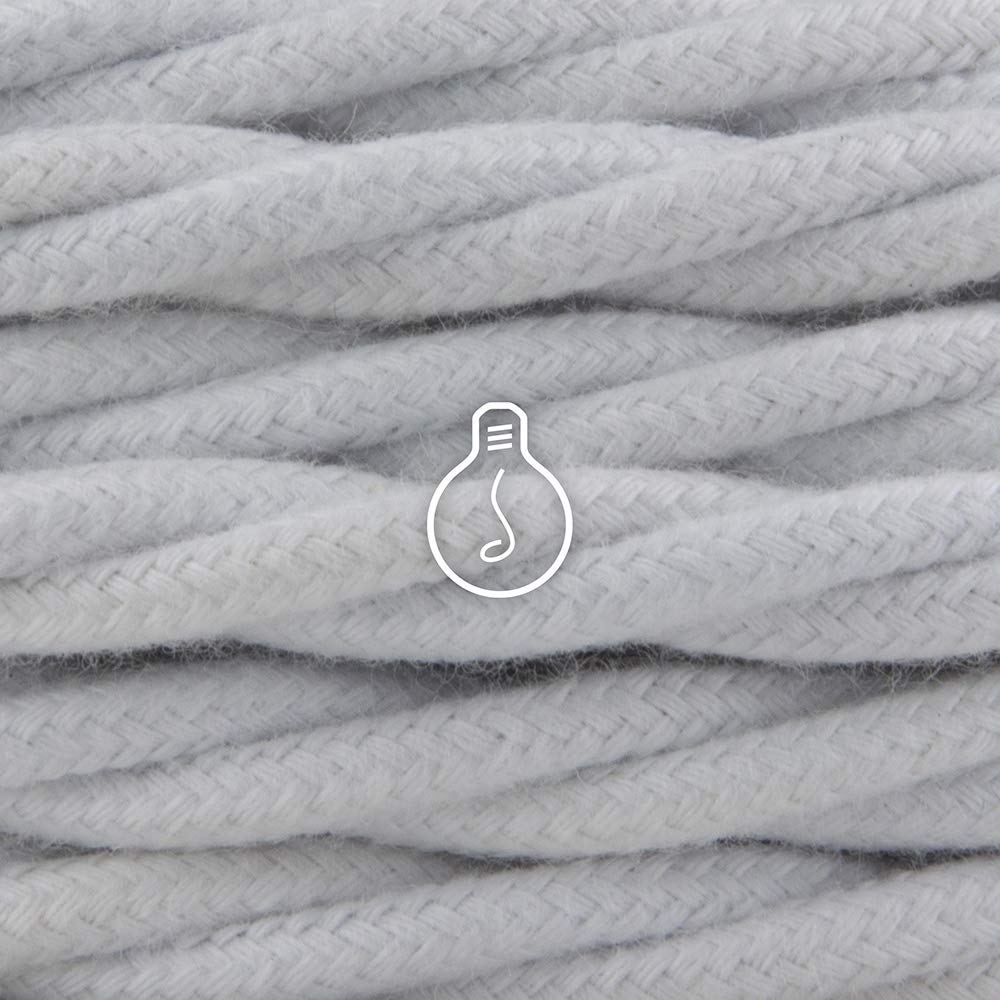 Amarcords - Textilkabel für Lampen WEISS, geflochten, Baumwolle, 50 Meter, mit 2 Leiter 2x0,75 - Sto