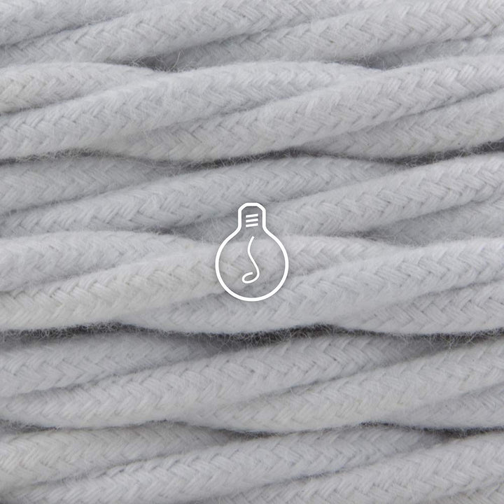 Amarcords - Textilkabel für Lampen WEISS, geflochten, Baumwolle, 50 Meter, mit 2 Leiter 2x0,75 - Sto