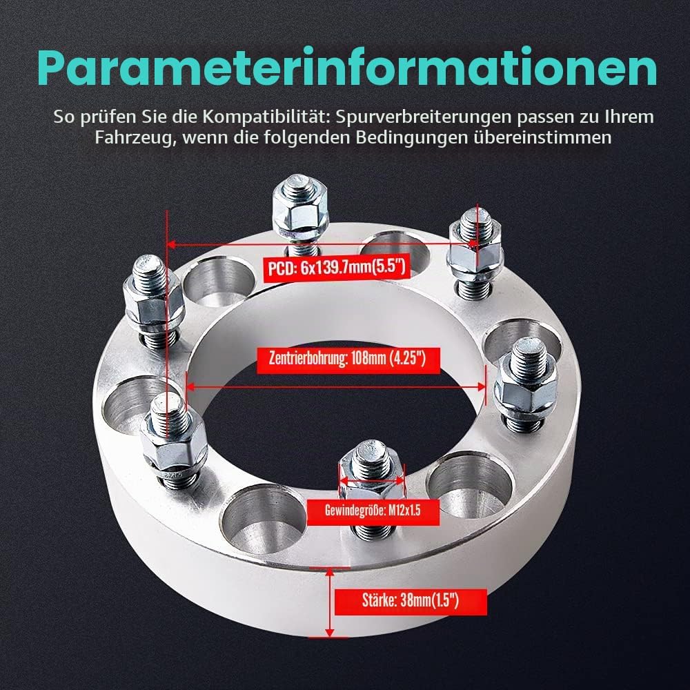 maXpeedingrods 4x Spurplatten Distanzscheibe 38mm 6x139.7 für Toyota | für Chevrolet, für Dodge, für