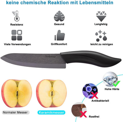 Keramikmesser Set 4 - Sehr scharf Gemüsemesser Gute Handhabung küchenmesser klein, Enthält ein 7.6cm
