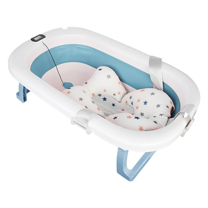 Flexible Babybadewanne mit Temperaturanzeige, Duschkissen, Duschstecker, rutschfeste Füsse, faltbare