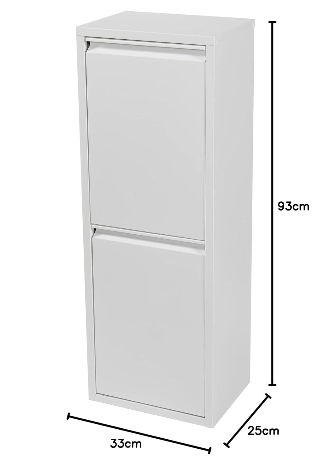 [en.casa] Mülltrennschrank Sollentuna Abfallschrank aus Metall 93 x 33 x 25 cm Mülltrennsystem mit 2