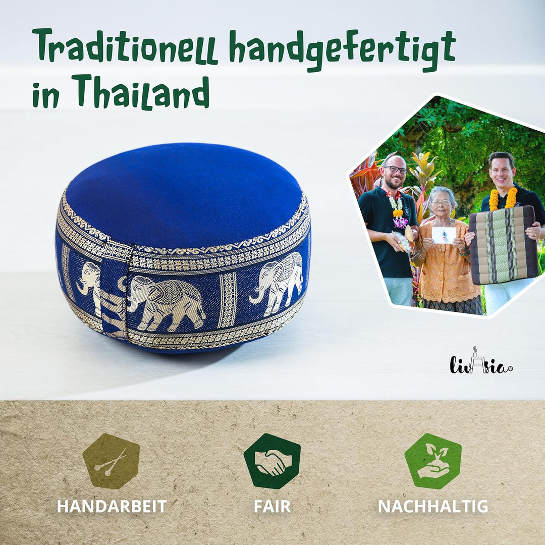 Livasia Meditationskissen Thaiseide, Yogakissen klein mit Kapok, Pouf, Bodenkissen Yoga Zen Meditati