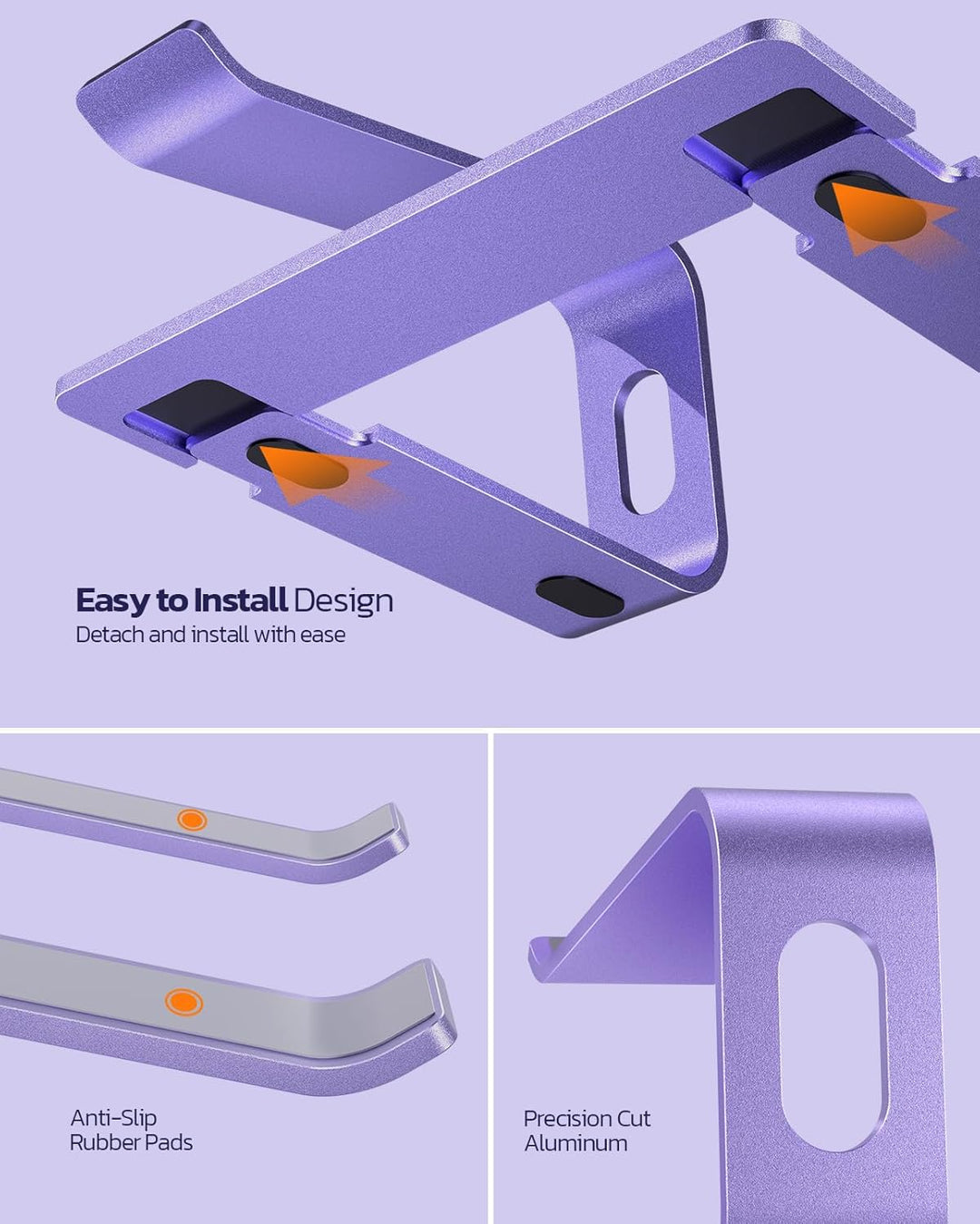 Nulaxy ergonomischer Laptop-Ständer aus Aluminium, abnehmbare Erhöhung für Laptops mit Einer Grösse