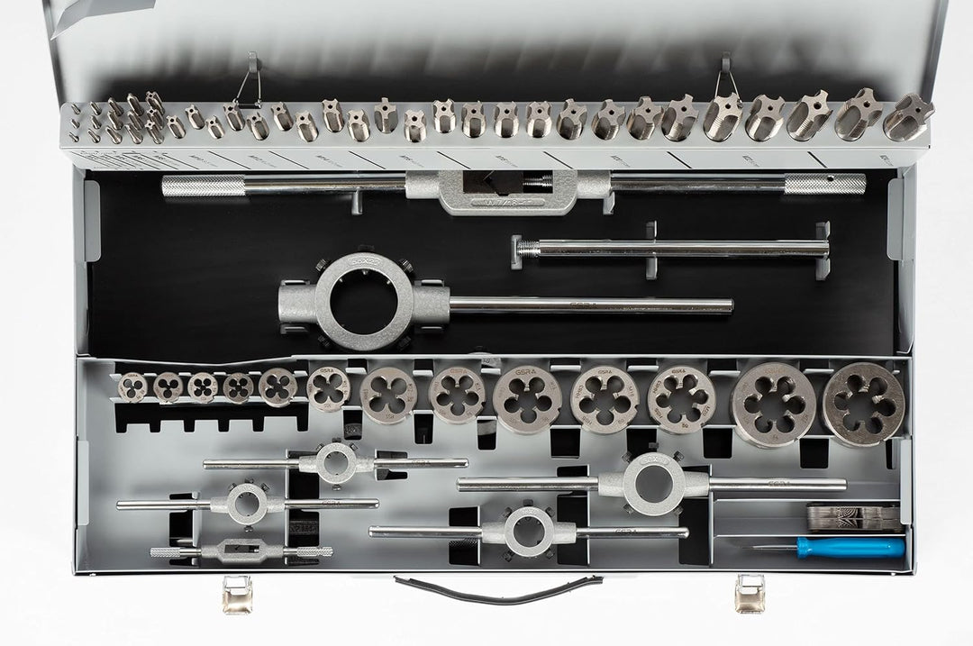 GSR PROFI Gewindeschneidsatz M3-M24, 64-teilig, HSSG Bohrer Set, Mit Vor- Mittel- & Fertigschneider,