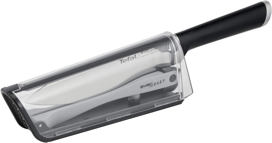 Tefal K25690 Ever Sharp Chef-Messer + Messerschärfer, 16,5 cm Kochmesser, exklusive Schleiftechnolog