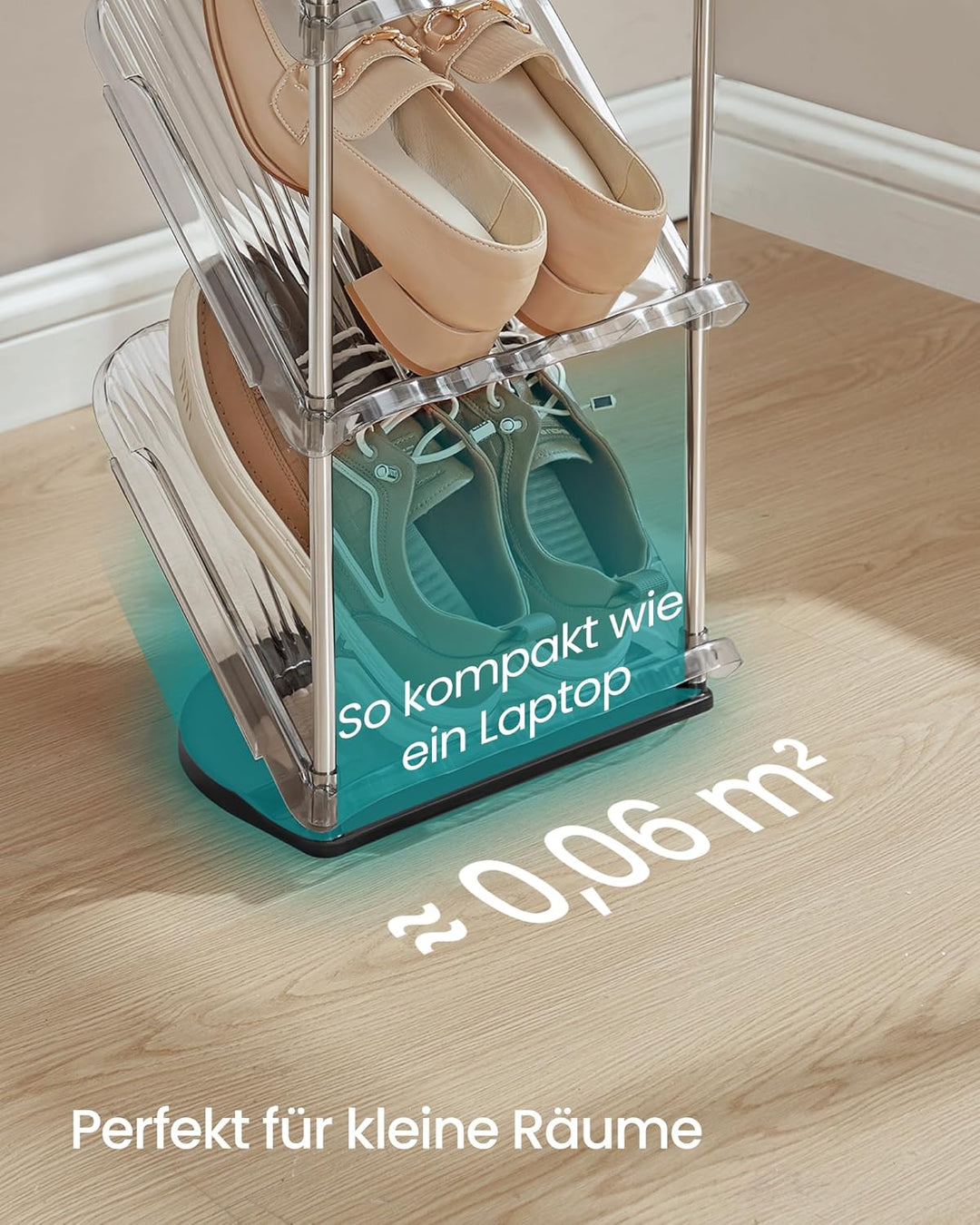 SONGMICS Schuhregal, 5 Ebenen, 2er Set, schräge Schuhablage, Schuhaufbewahrung, Kunststoff, 24,5 x 2