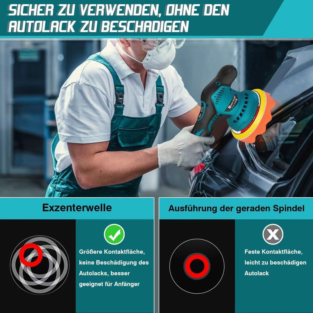 Akku Poliermaschine Set, Exzenter Poliermaschine mit 2 Batterien, Auto Poliermaschine Set 22pcs, Kab