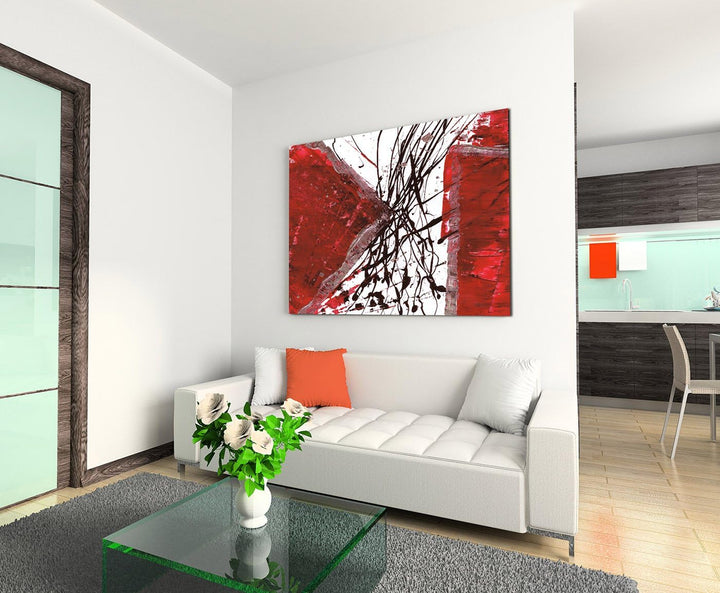 Paul Sinus Art 80x60cm Fotoleinwand Leinwanddruck Kunstdruck Wandbild rot schwarz weiss Striche