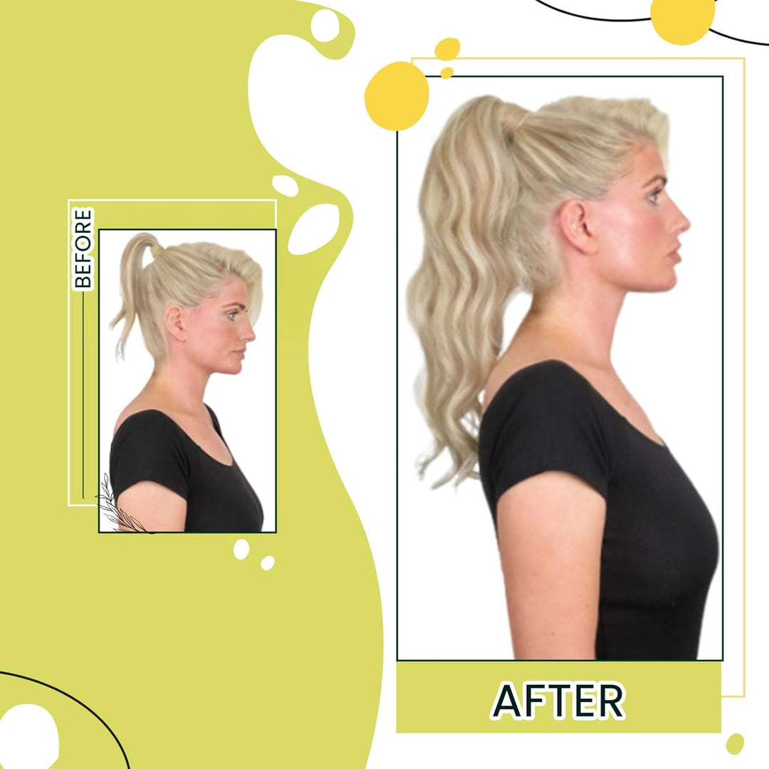 RUNATURE Zopf Echthaar Extensions Aschbraun mit Platinblond Zopf Echthaar Extensions Blond Clip in Z