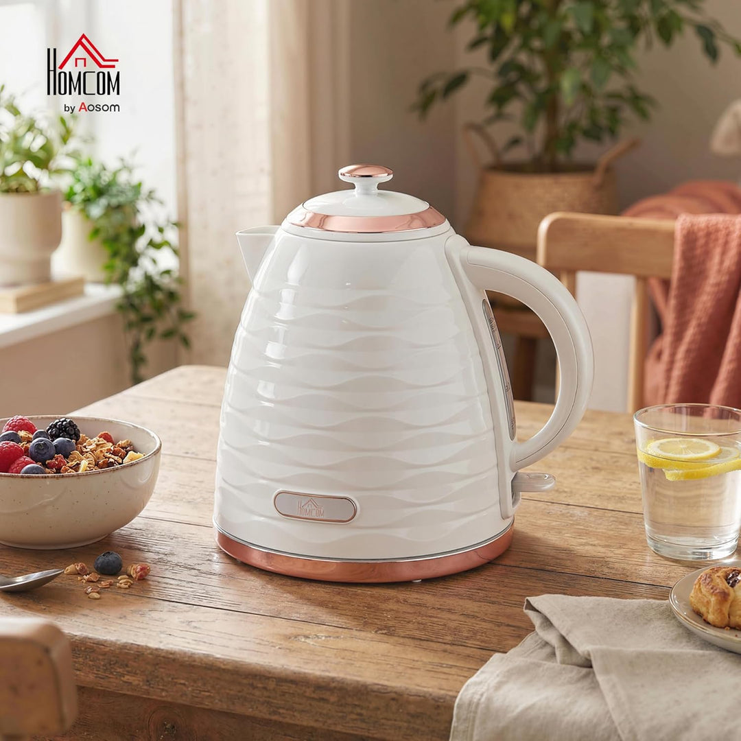 HOMCOM Wasserkocher 1,7 L, 2200W, Kabellos, Schnellkochfunktion, BPA-Frei, Elektrischer Wasserkocher