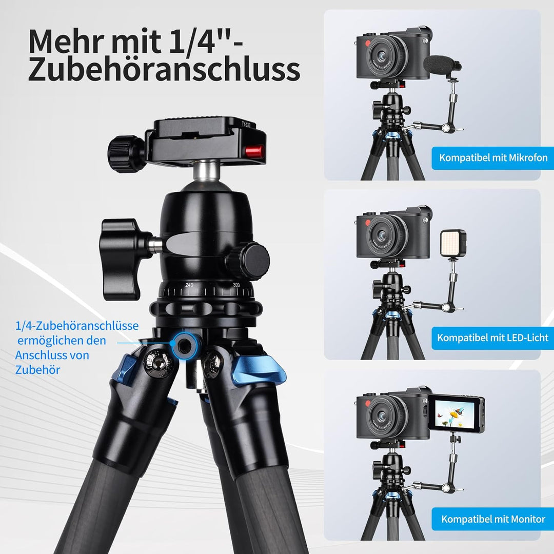SIRUI AM223 Mini Camera Tripod Stativ,Klein Reisestativ Kamerastativ,Carbon Kamera Ministativ Tischs