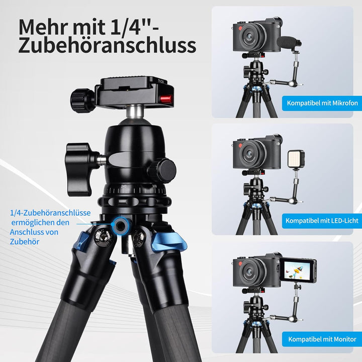 SIRUI AM223 Mini Camera Tripod Stativ,Klein Reisestativ Kamerastativ,Carbon Kamera Ministativ Tischs