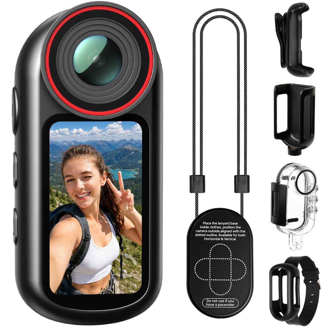 4K Mini Body Cam mit 1,5-Zoll-Display, POV Wearable Action Cam mit EIS & WiFi, Magnetische Daumenkam