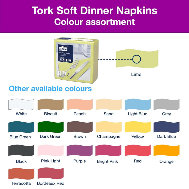 Tork 477910 Soft Dinnerserviette Limone / Papierservietten 3 lagig / Ideale Qualität und Grösse für