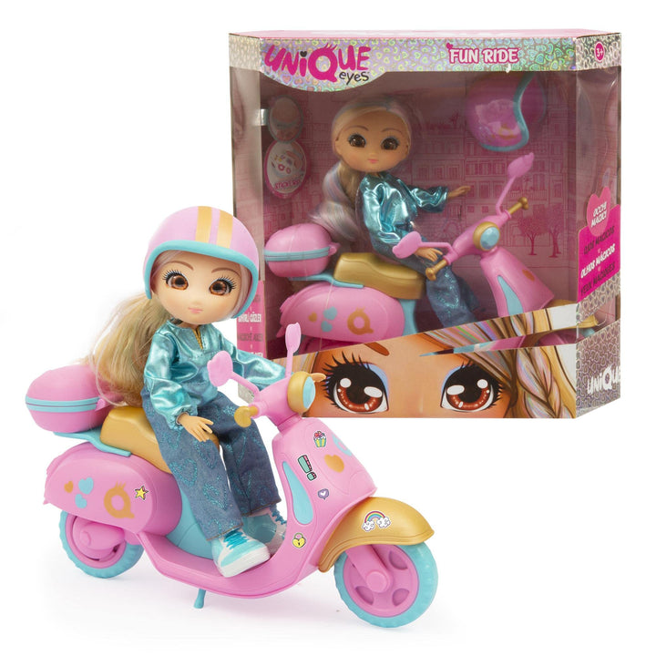 Unique Eyes Fun Ride Scooter Spielset mit Puppe - Rebecca
