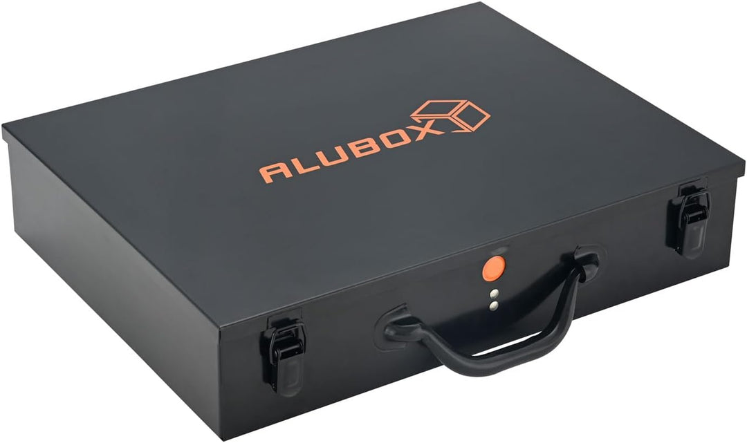 ALUBOX Sortimentsbox Kleinteilekoffer Stahlblech pulverbeschichtet - 2 Ebenen - 54 Einsatzkästen - 4