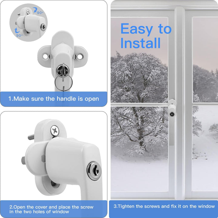 Jopassy Aluminium Fenstergriff 8x Weiss Abschliessbar Fenstergriff mit Schloss Schlüssel Kindersiche