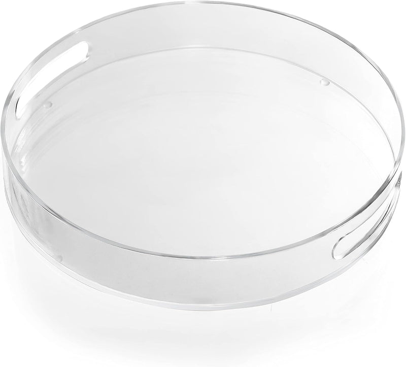 Kurtzy Transparentes Rundes Serviertablett Kunststoff mit Griffen - 30 cm Durchmesser - Extra Grosse
