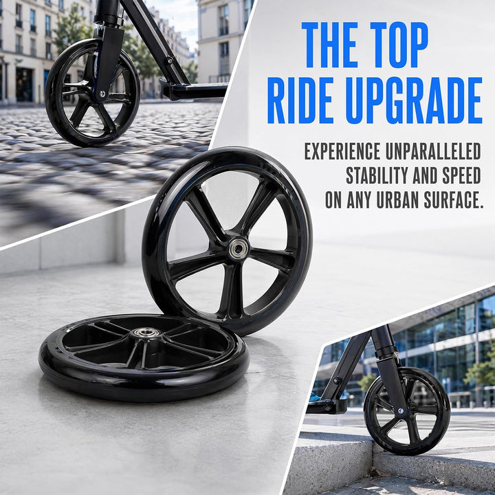 2 Stück 200mm Scooter Rollen Stunt Scooter Ersatzräder mit ABEC7 Kugellager | Anti-Rutsch PU Roller